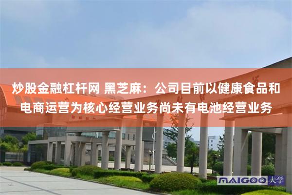炒股金融杠杆网 黑芝麻：公司目前以健康食品和电商运营为核心经营业务尚未有电池经营业务