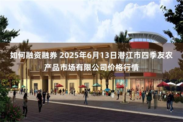 如何融资融券 2025年6月13日潜江市四季友农产品市场有限公司价格行情