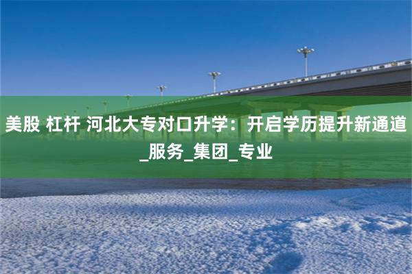 美股 杠杆 河北大专对口升学：开启学历提升新通道_服务_集团_专业
