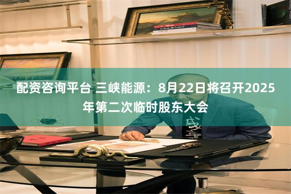 配资咨询平台 三峡能源：8月22日将召开2025年第二次临时股东大会