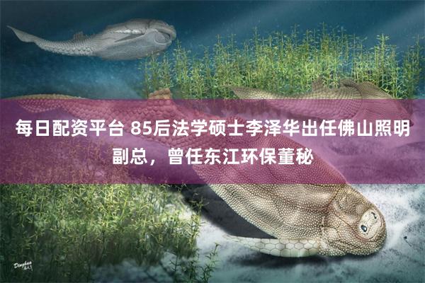 每日配资平台 85后法学硕士李泽华出任佛山照明副总，曾任东江环保董秘